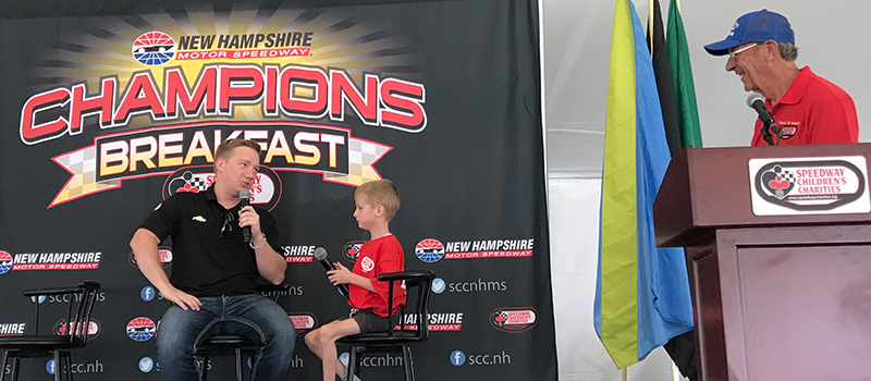 Tyler Reddick, Elliot Perry & Dick Berggren at SCCNH Champions Breakfast 071919